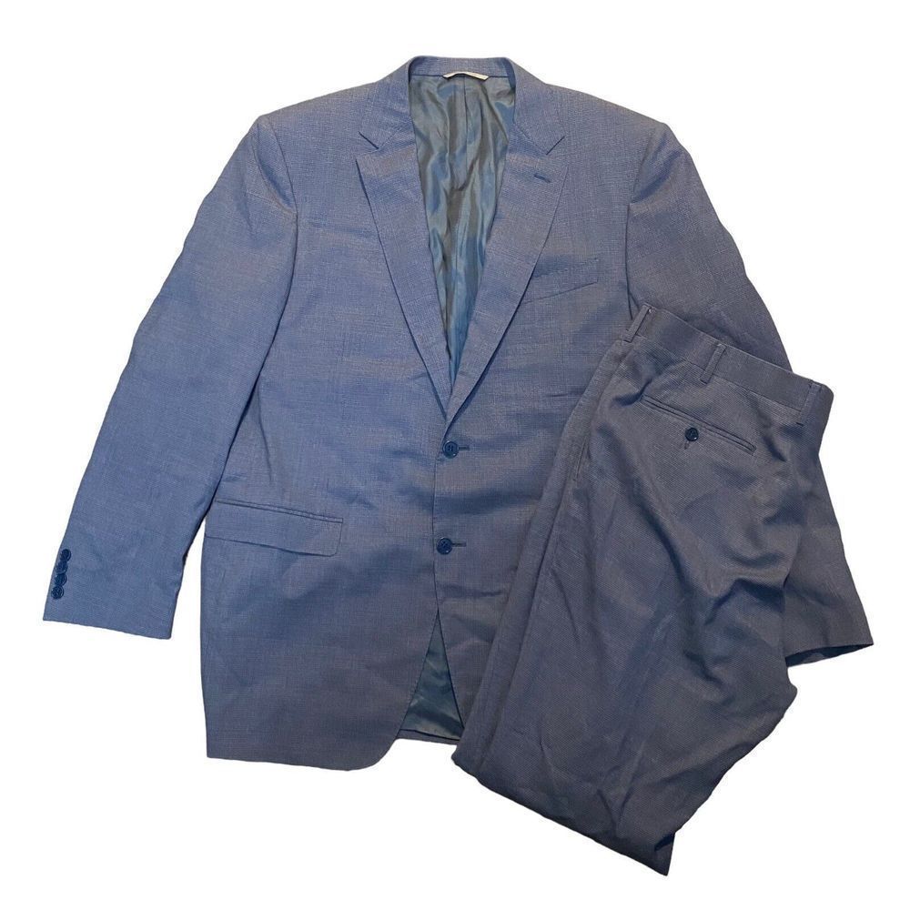 Canali Mens Geometric Texture Notch Lapel Suit Size 46L (56IT) 38 Waist